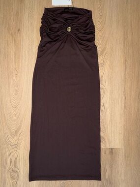 Zara SEASHELL BROWN MIDI SKIRT